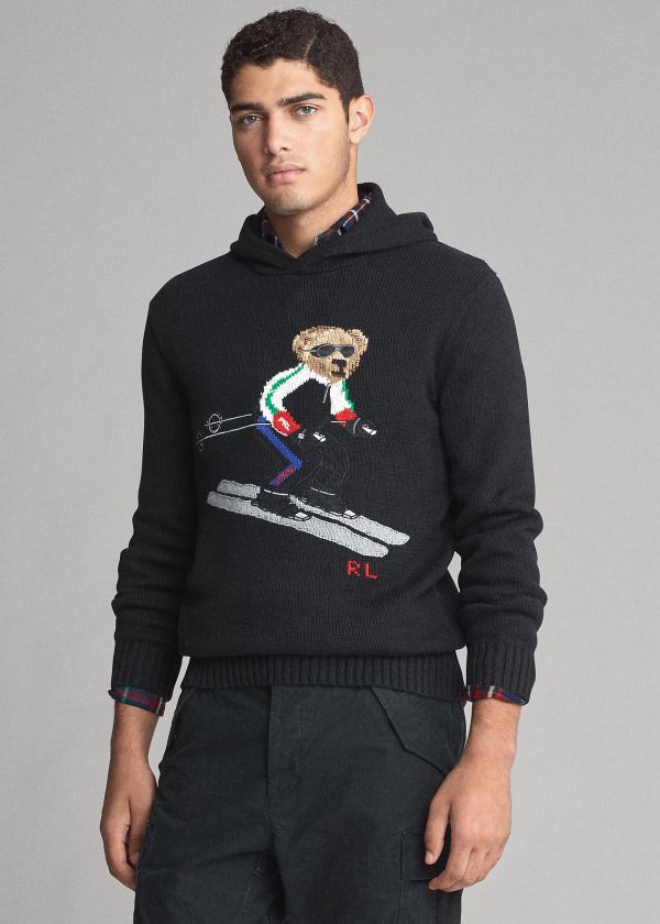 Polo Ralph Lauren Ski Bear Hooded Striktrøje Herre Danmark (RKILE6109)